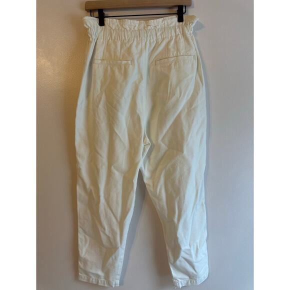 Free People Sienna White Paper Bag Trousers High Rise Wide Leg Self Belt Small - Picture 5 of 8